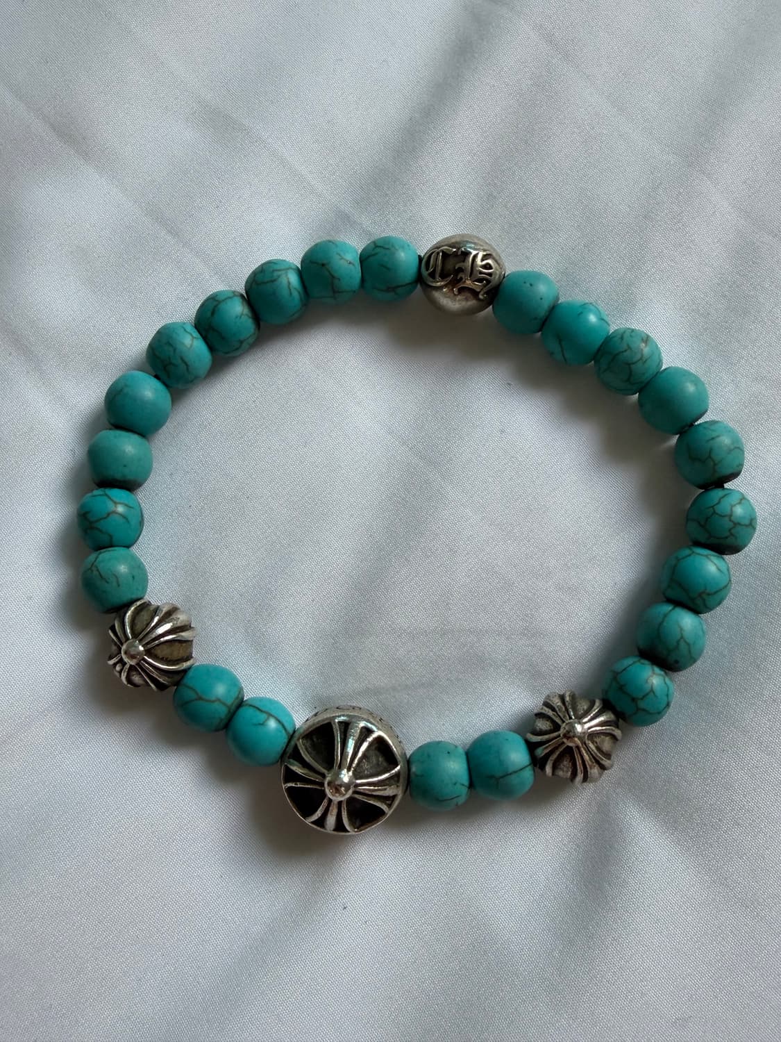 크롬하츠 8mm 4볼 비즈 팔찌 터키석 상품이미지2