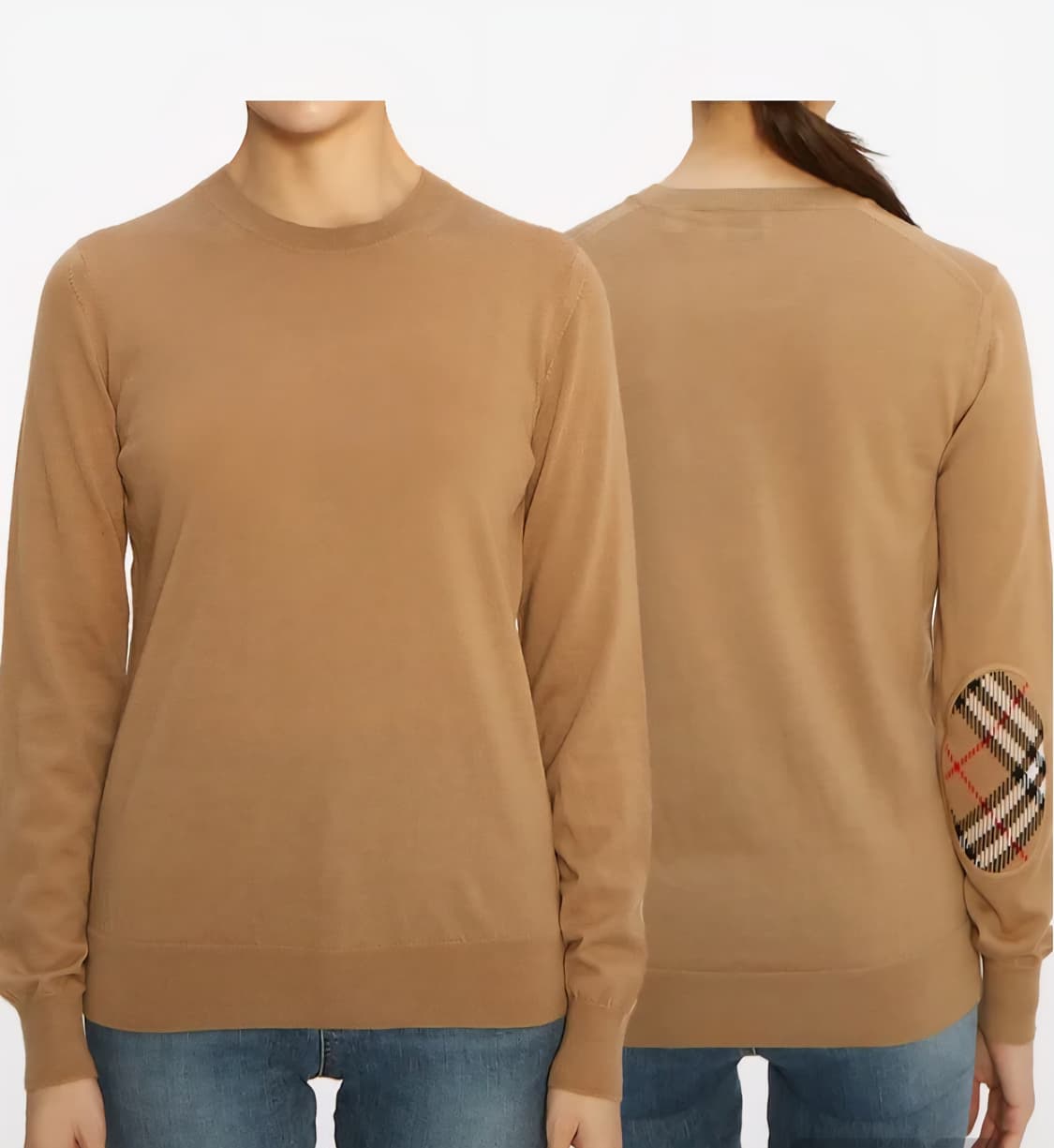 버버리 신형 체크 패치 메리노 울 스웨터 베이지 M 상품이미지1