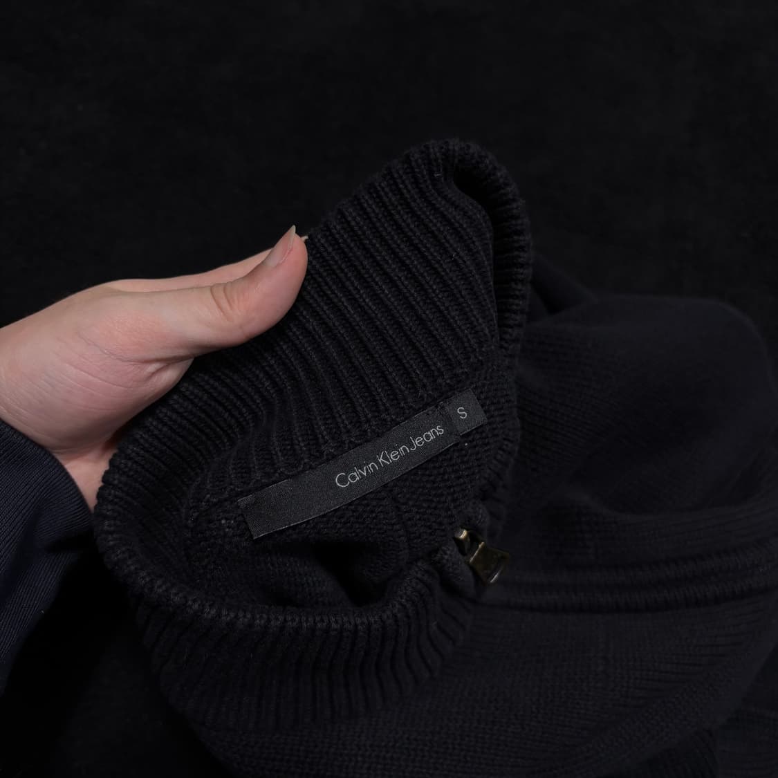 S 캘빈클라인 CK 블랙 니트집업 상품이미지4