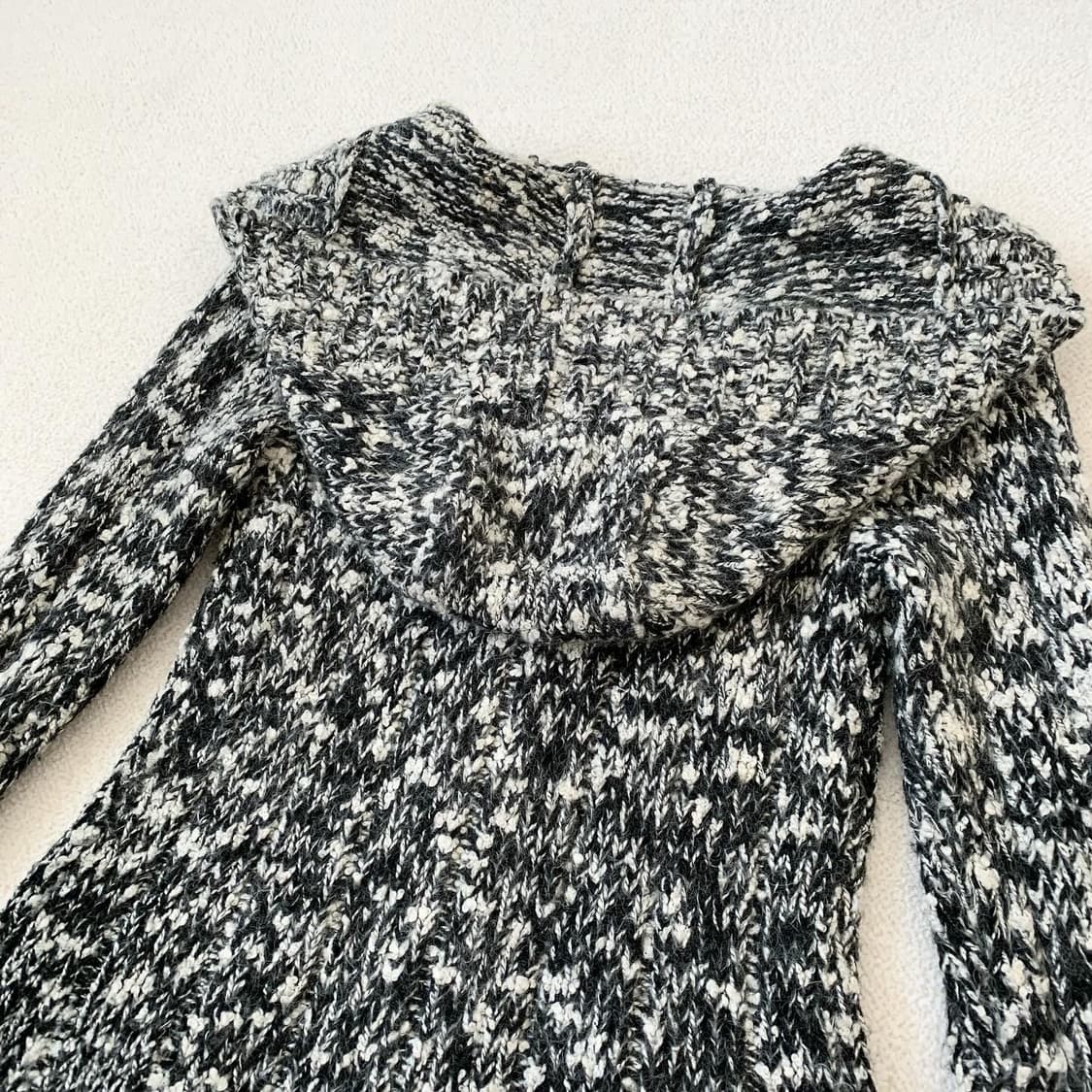 블랙앤화이트 괴짜 y2k 후드 니트 원피스 가디건 상품이미지4