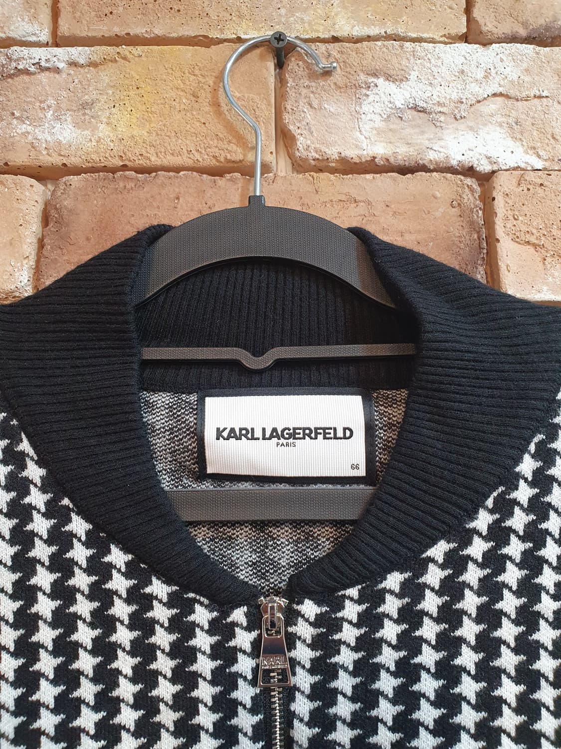 칼 라거펠트 하운드투스 패턴의 니트 집업 가디건 상품이미지3