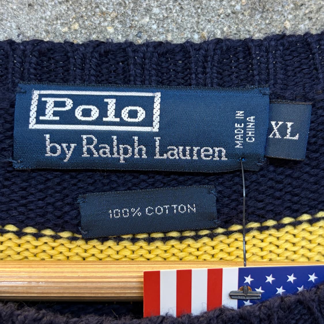 90s USA 빈티지 폴로랄프로렌 스트라이프 단가라 헤비코튼 니트 상품이미지4