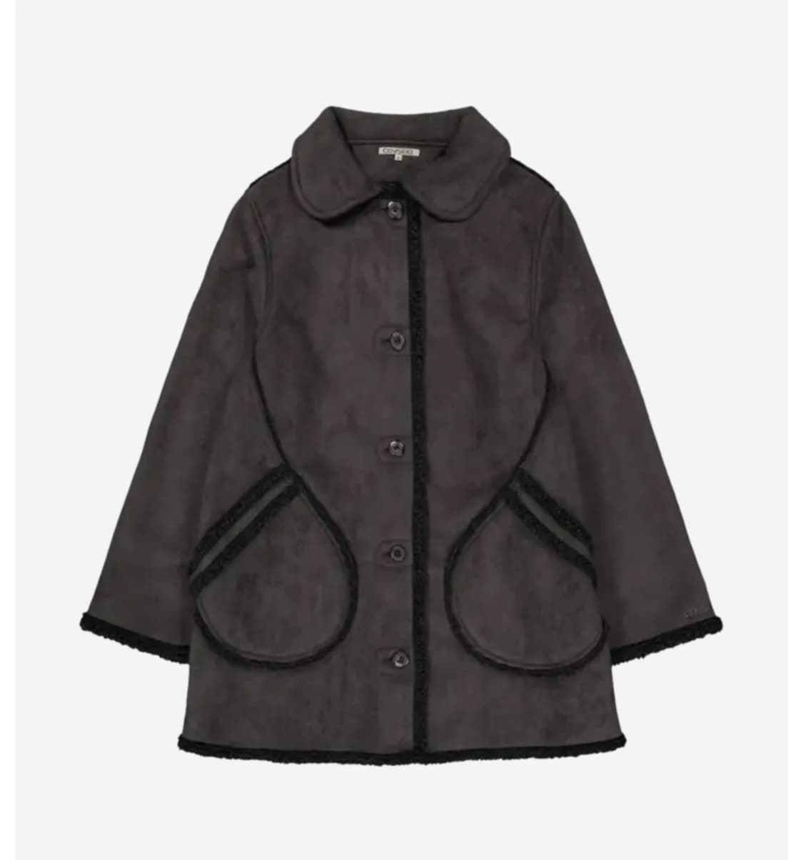 코이세이오 라운드 카라 스웨이드 자켓 차콜 상품이미지1