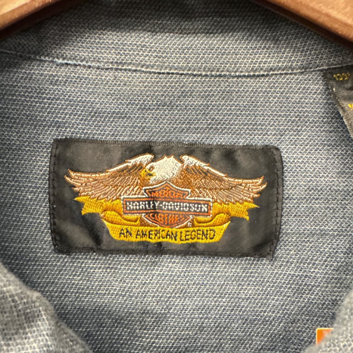 90s 할리데이비슨 듀얼지퍼 메탈버튼 샴브레이 워크셔츠 N199 상품이미지6