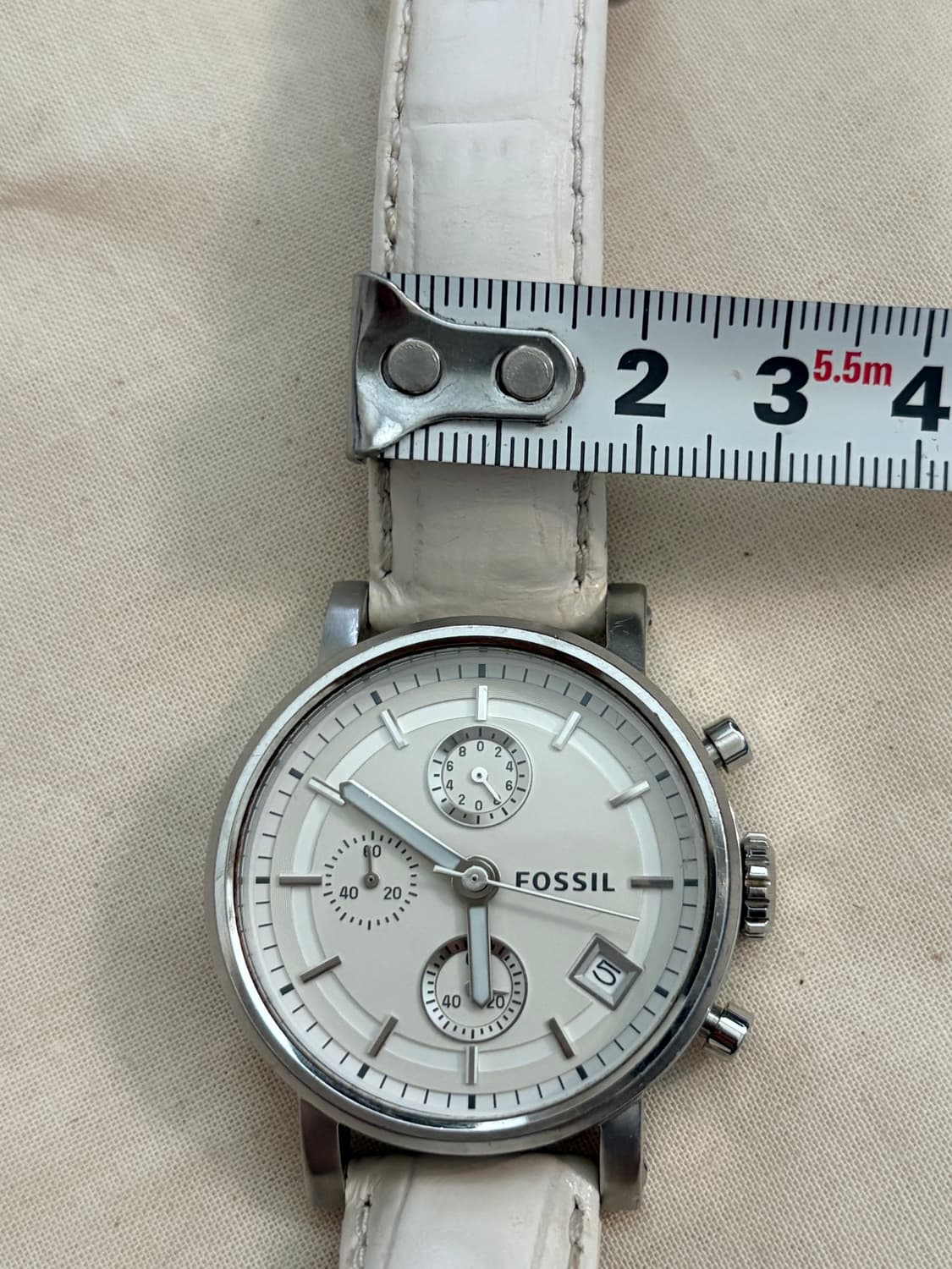 FOSSIL 화이트 레더 여성 크로노그래프 시계 (ES-2202) 상품이미지7