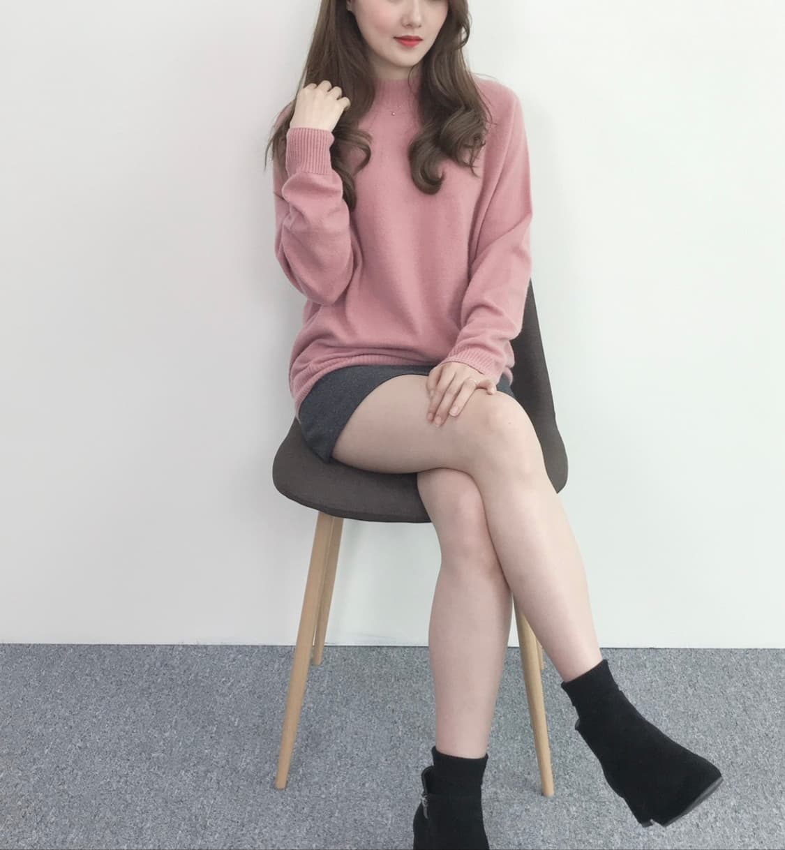 메리노 울캐시 홀가먼트 반목니트 러스트핑크 (L)새상품 상품이미지4