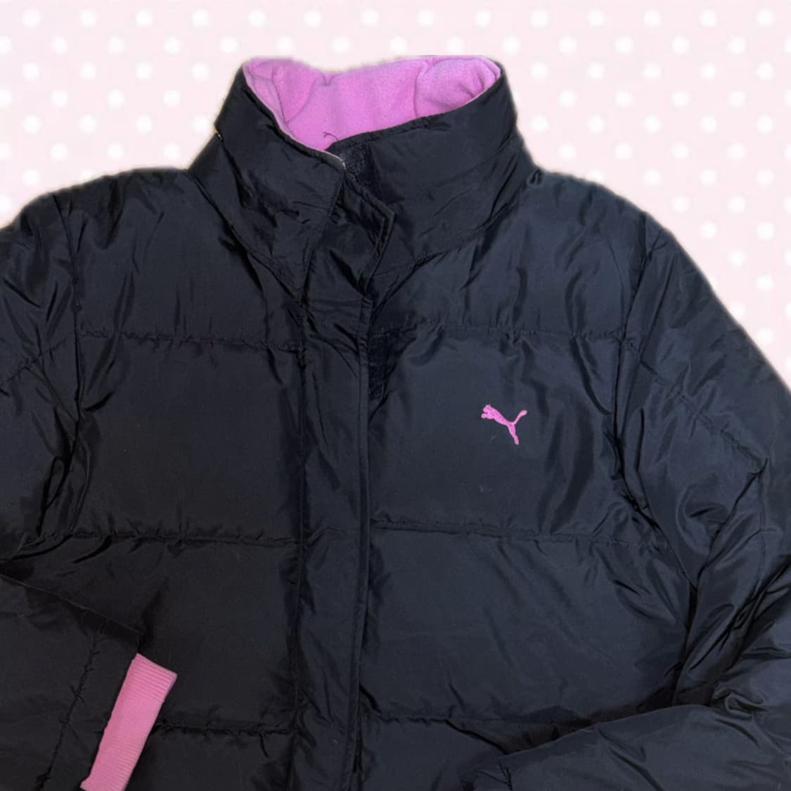 PUMA 퓨마 푸마 블랙/핑크 후드 패딩 상품이미지6