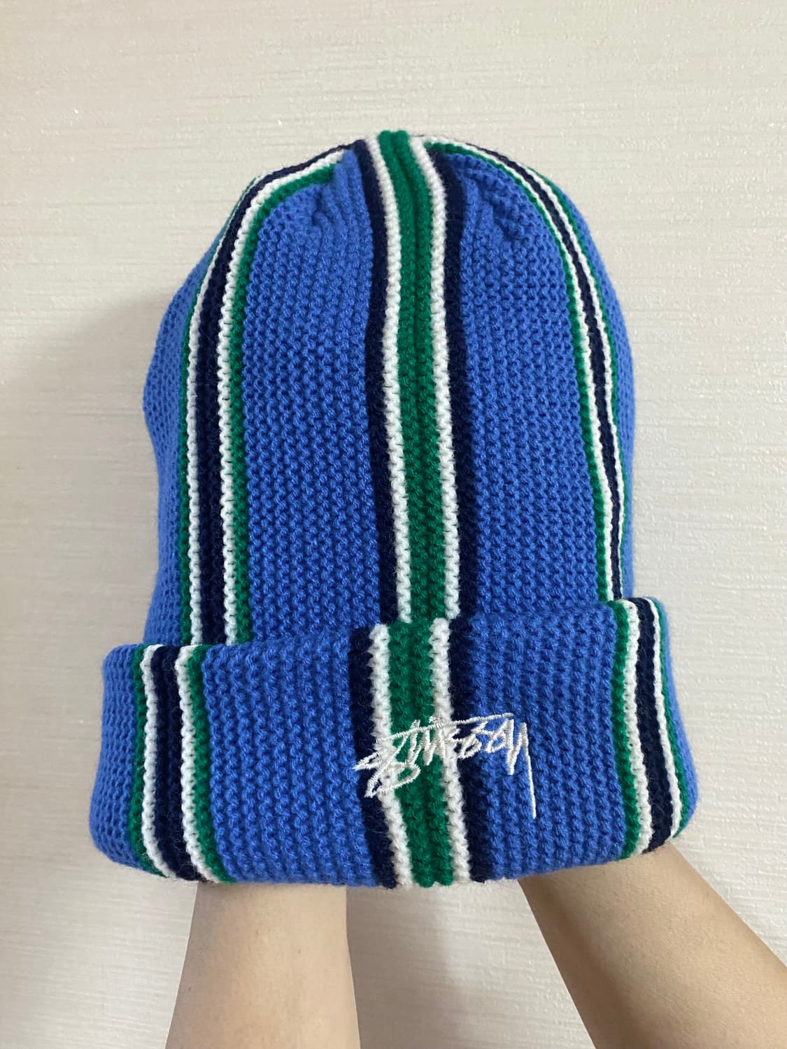 스투시 버티컬 스트라이프 비니 (블루) 상품이미지2