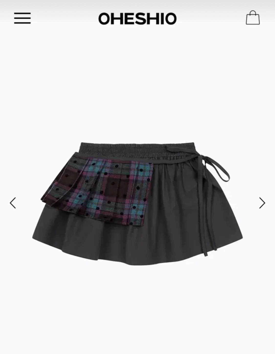 오헤시오 체크 투웨이 미니스커트 퍼플차콜 CHECK TWOWAY MINI 상품이미지1