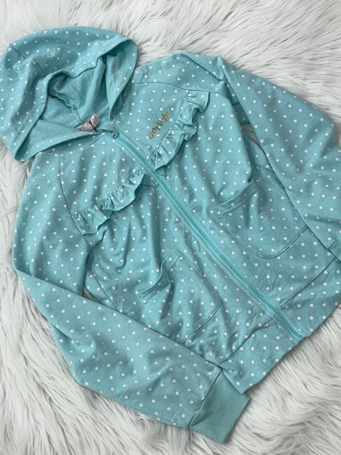 Mint Dot Lace Hooded Zip-Up 상품이미지3
