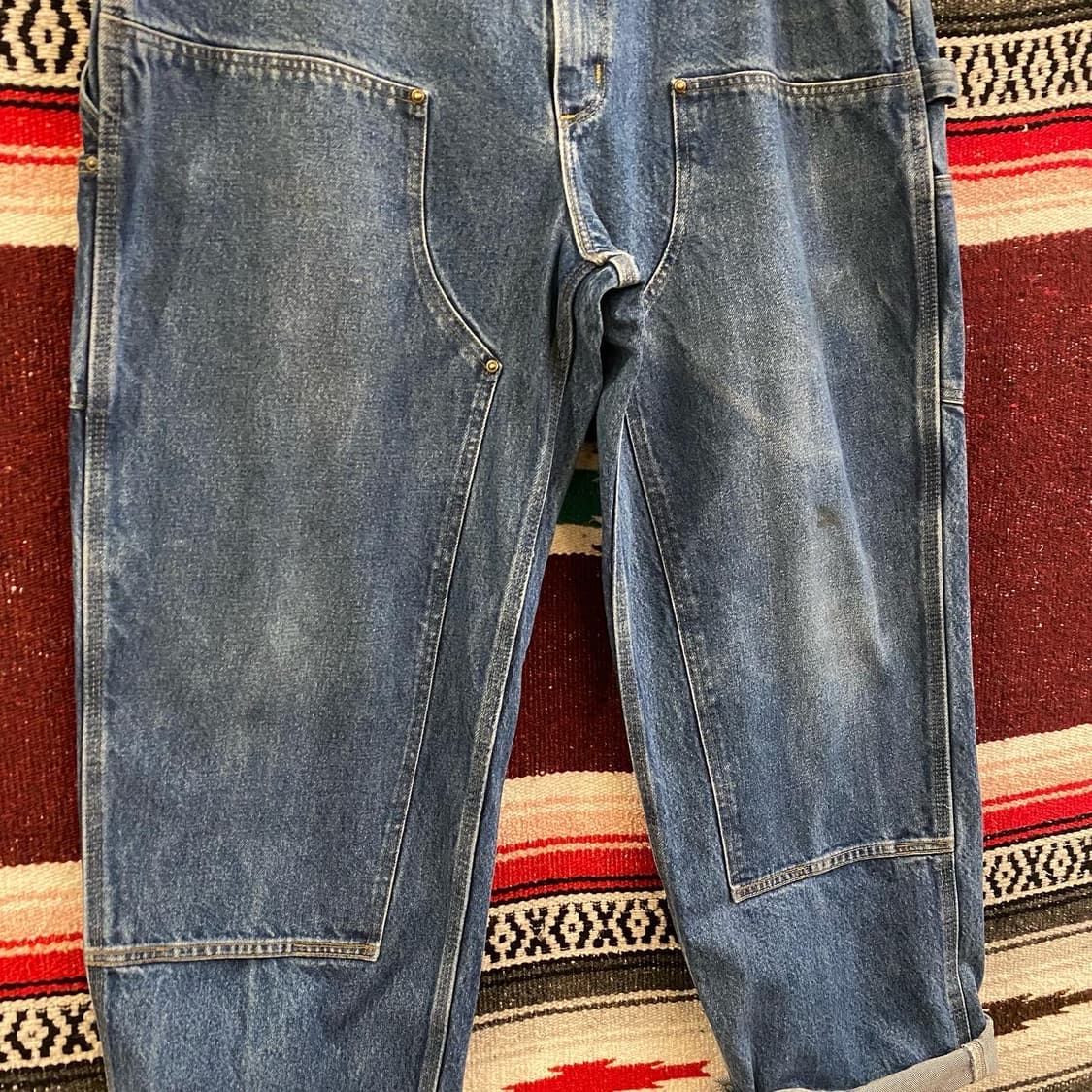 레어 00s USA 칼하트 워크 더블니 데님팬츠 상품이미지8