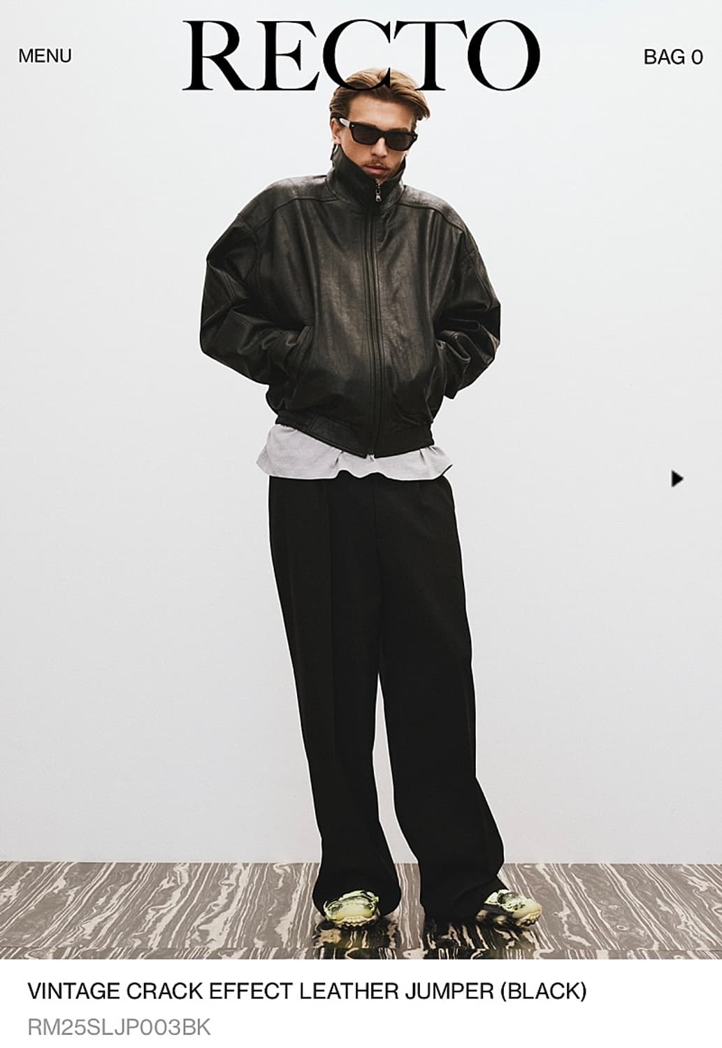 Recto 렉토 빈티지 크랙 레더 자켓 (S) 상품이미지1