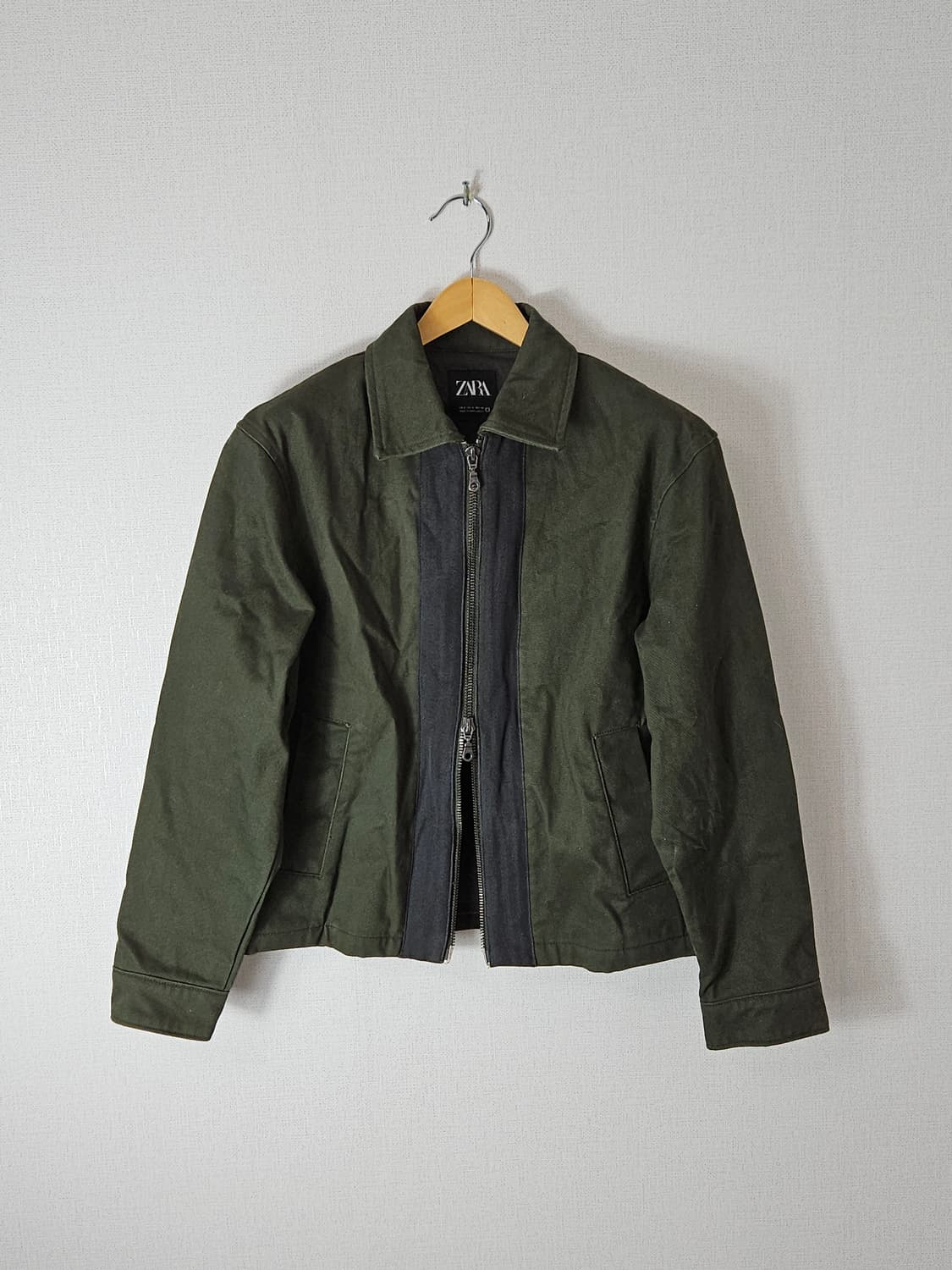 자라 ZARA 투웨이 워크자켓 초어 코튼 올리브그린 유럽판 상품이미지1