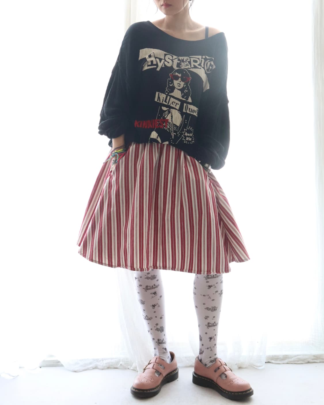 [Beams Boy] Red Stripe Midi Skirt 상품이미지1
