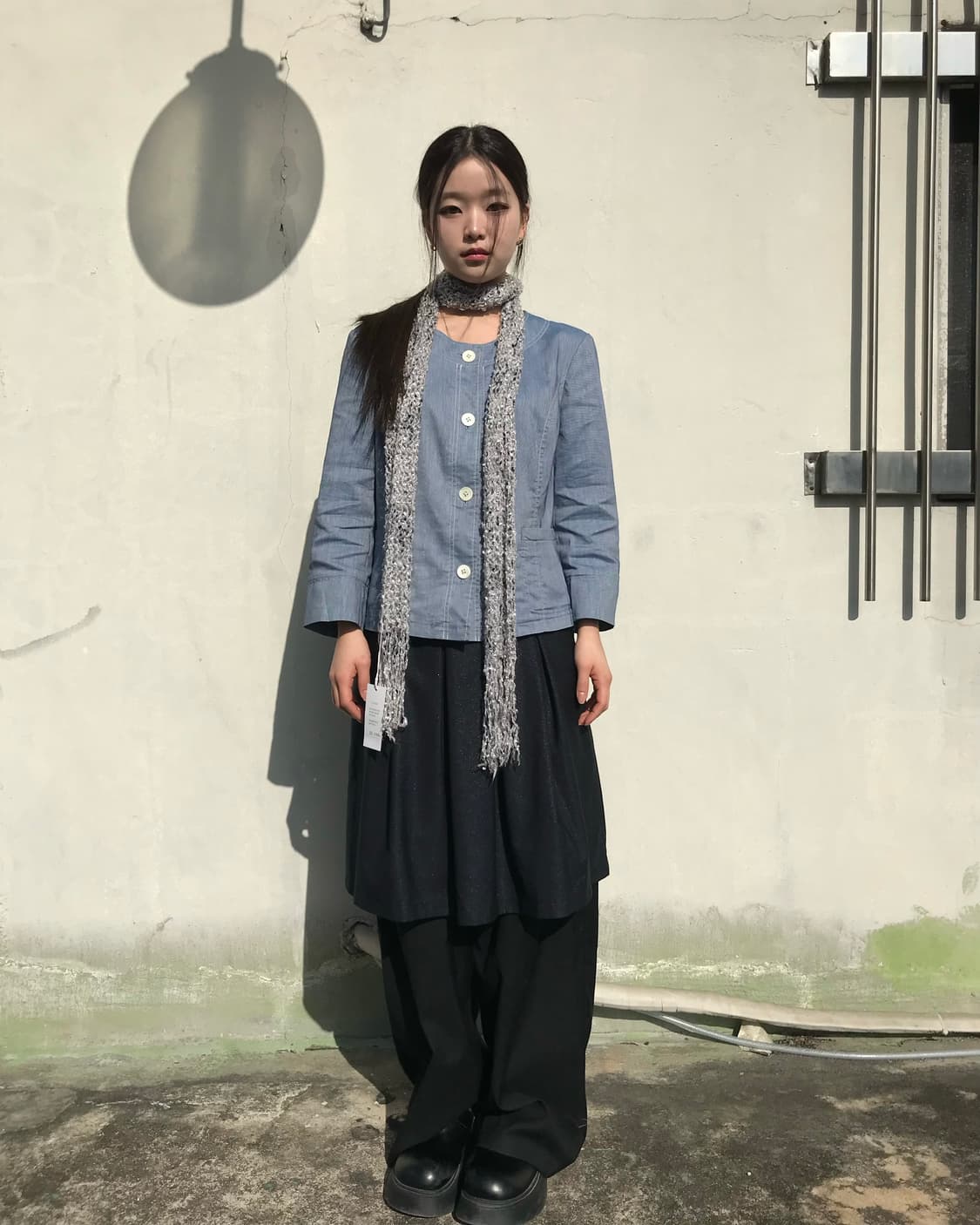 라이트 블루 버튼 자켓 블라우스  상품이미지3