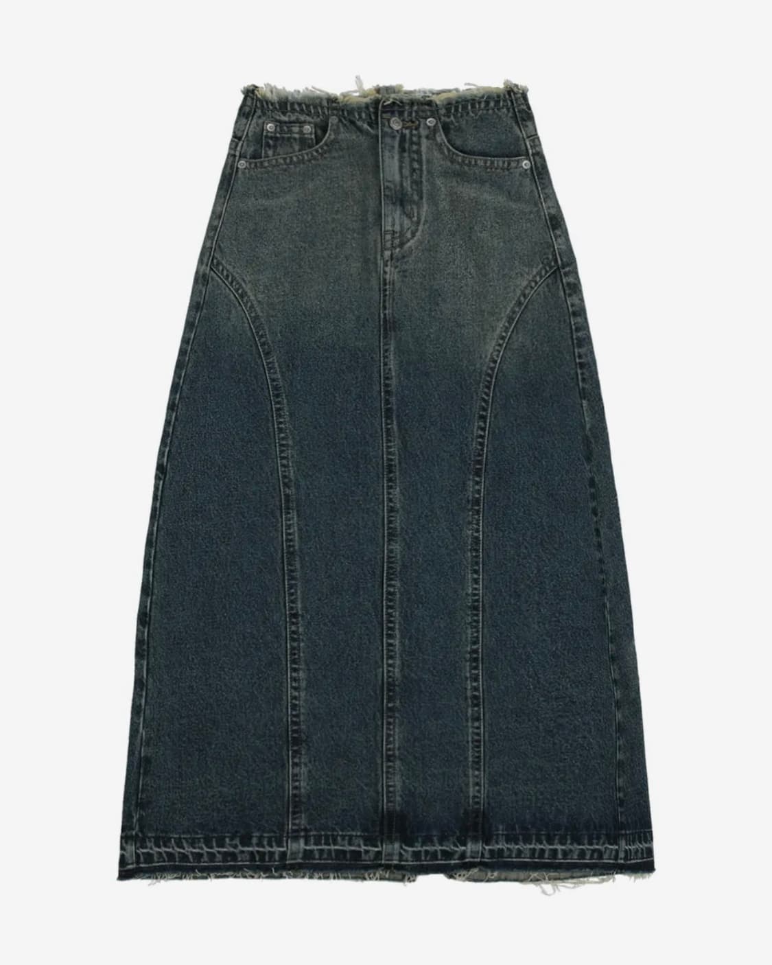 Damage denim butterfly pocket long skirt 상품이미지2