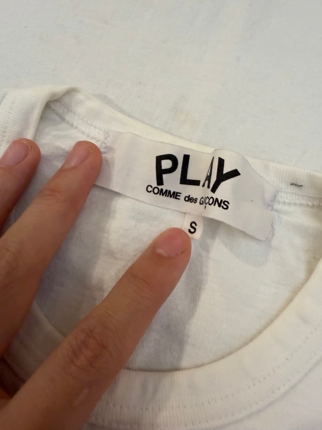 꼼데가르송 플레이 카모 하트 반팔 티셔츠 화이트 상품이미지4