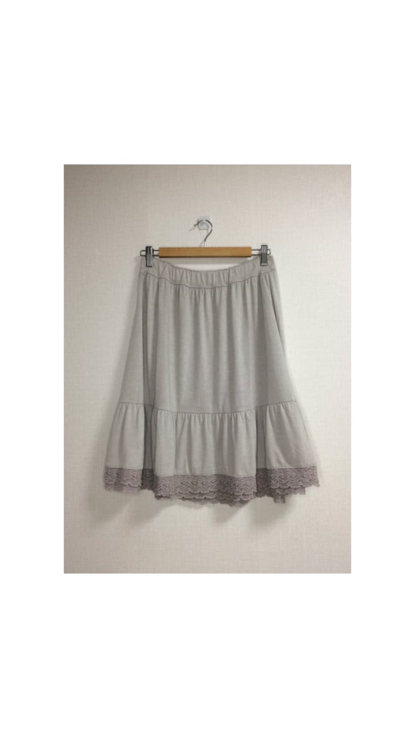 빈티지 그레이 레이스 미디 스커트 상품이미지1