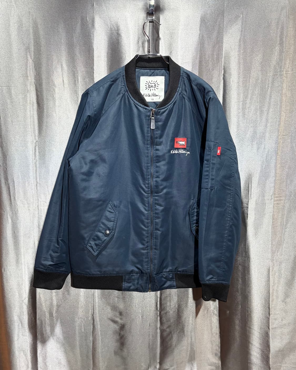 L 키스 해링 심볼로고 포켓 네이비 MA-1 자켓 상품이미지3