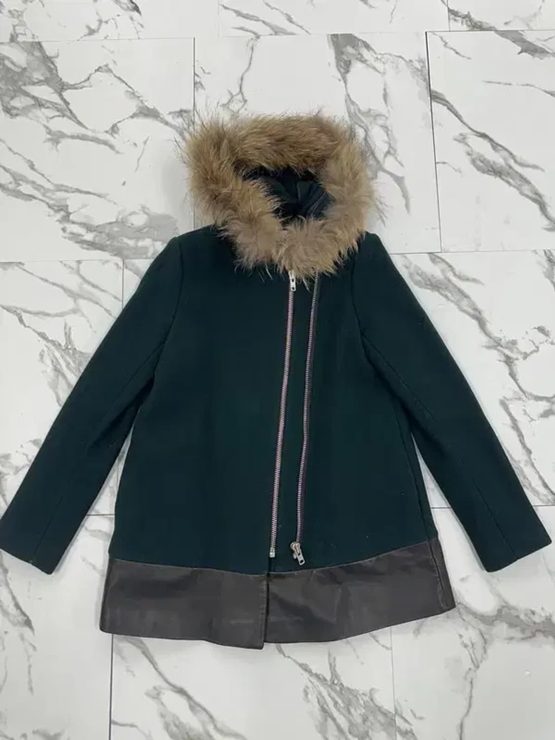 산드로 레더 트리밍 코트 상품이미지1