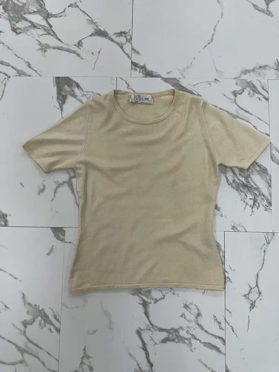 빈티지 캐시미어 100% 아이보리 반팔 니트 상품이미지1