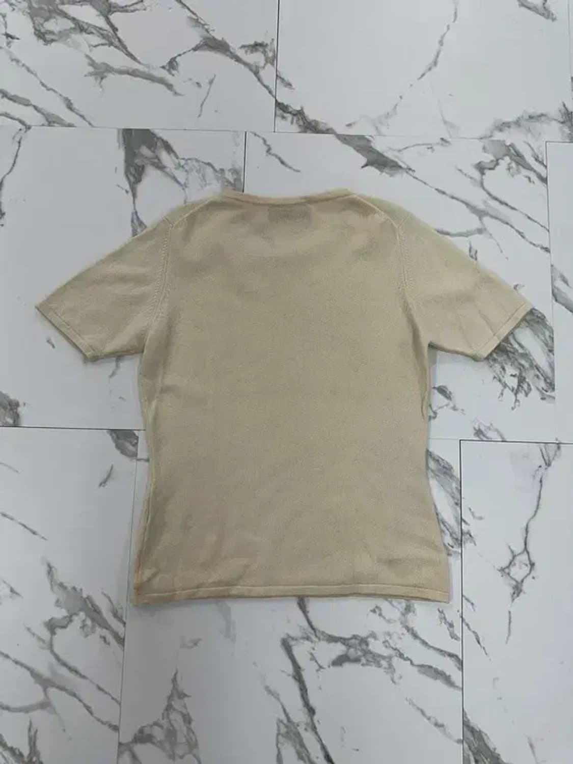 빈티지 캐시미어 100% 아이보리 반팔 니트 상품이미지2