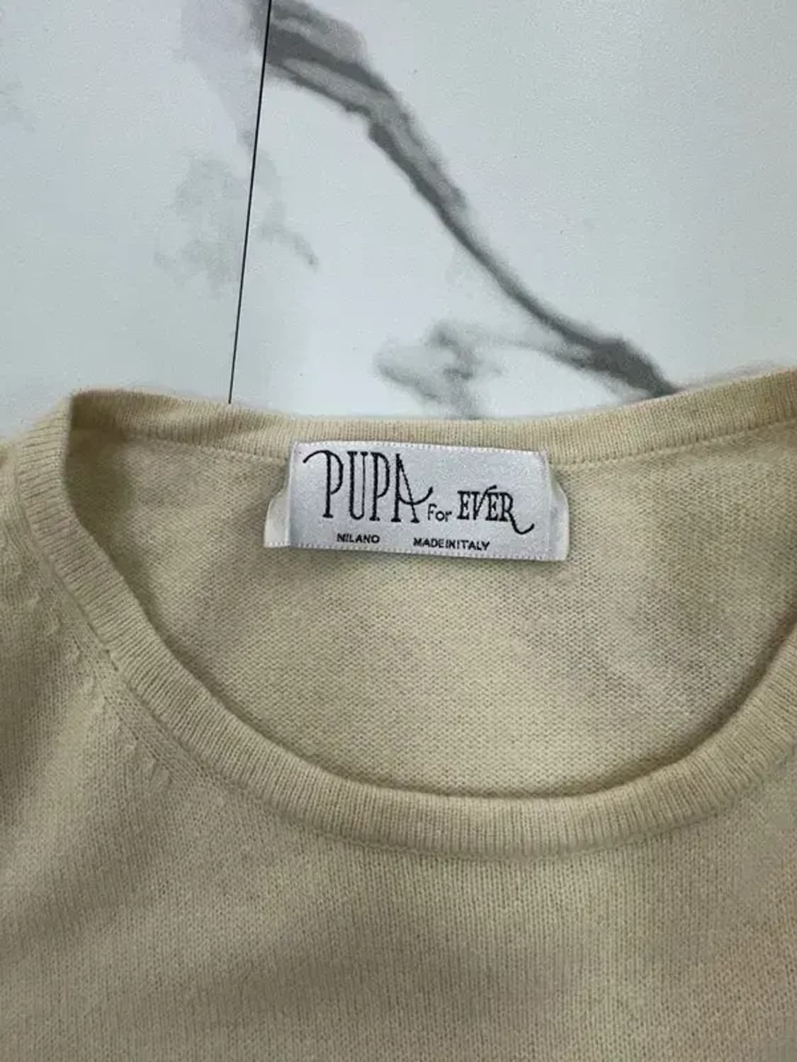 빈티지 캐시미어 100% 아이보리 반팔 니트 상품이미지3