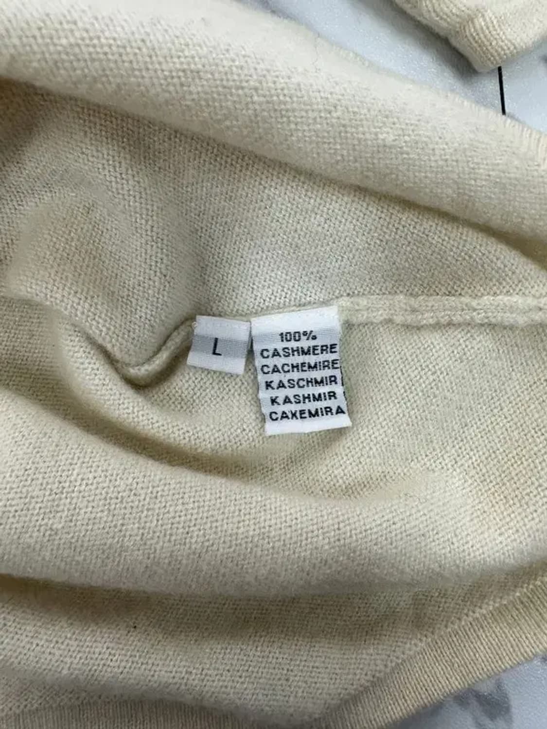 빈티지 캐시미어 100% 아이보리 반팔 니트 상품이미지4