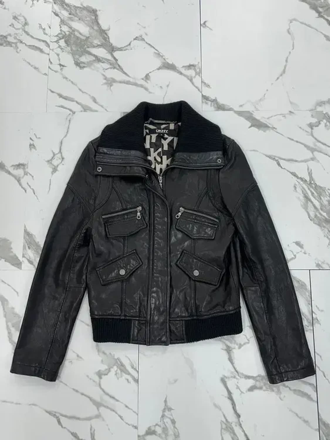 DKNY 하이넥 레더 자켓 상품이미지1