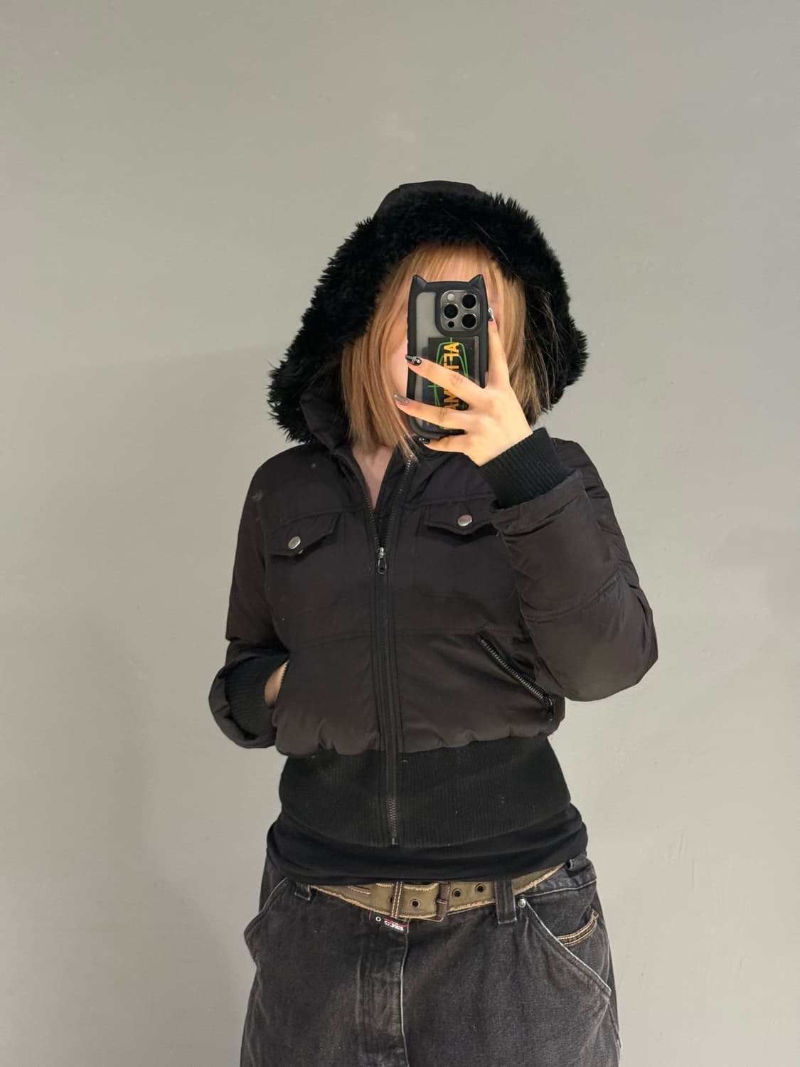 pocket detail fur trimming hood padding 상품이미지1