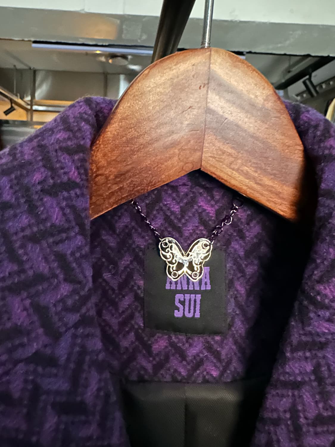 안나수이 퍼플 헤링본 롱코트 55 [S] 상품이미지4