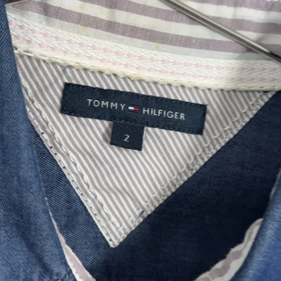 타미힐피거 자수 네이비 코튼 셔츠 2 상품이미지3