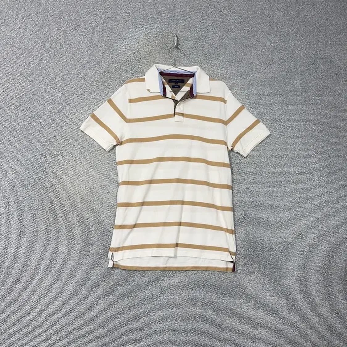 타미힐피거 베이지 스트라이프 반팔 카라티 L 상품이미지1