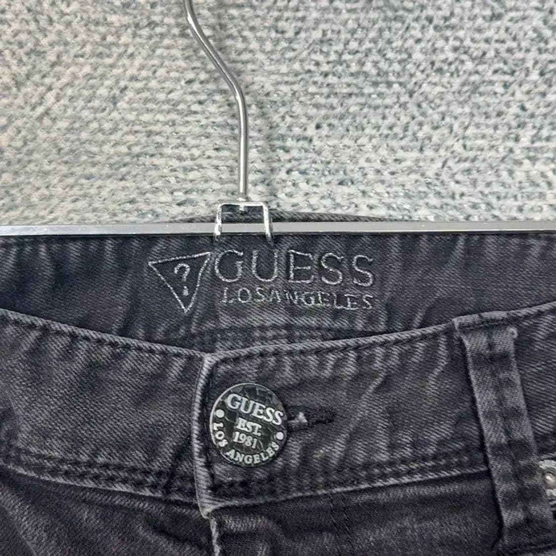 게스 실버로고 흑청 데님팬츠 33 상품이미지5