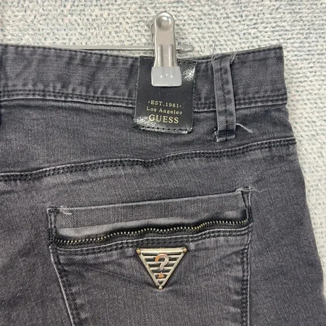 게스 실버로고 흑청 데님팬츠 33 상품이미지6