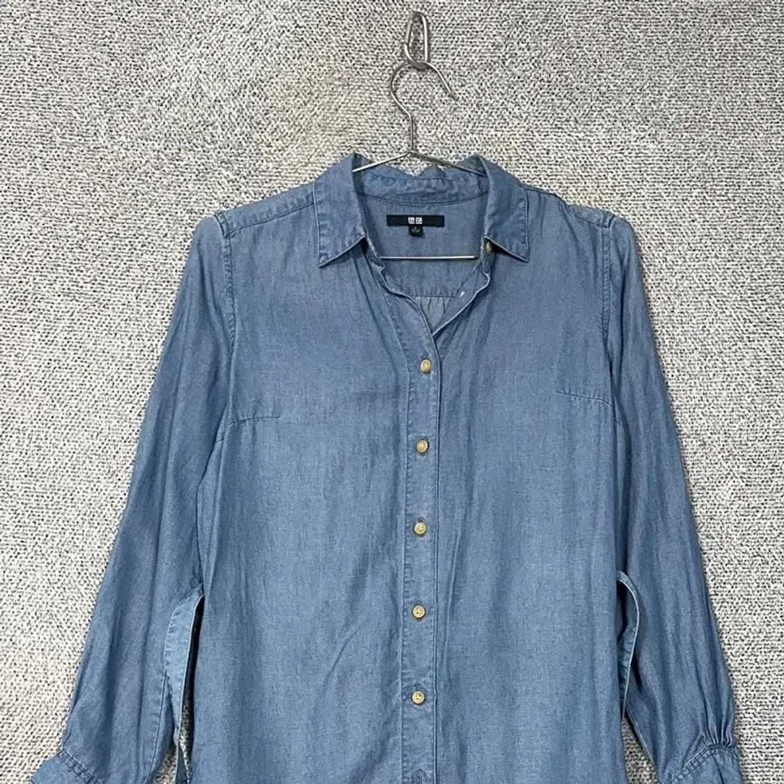 유니클로 벨티드 데님 셔츠 원피스 S 상품이미지3