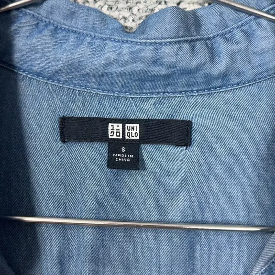 유니클로 벨티드 데님 셔츠 원피스 S 상품이미지5