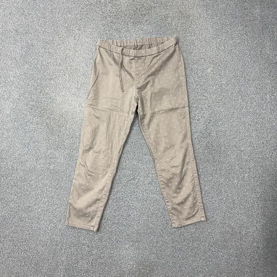 유니클로 도트 베이지 코튼팬츠 XL 상품이미지1