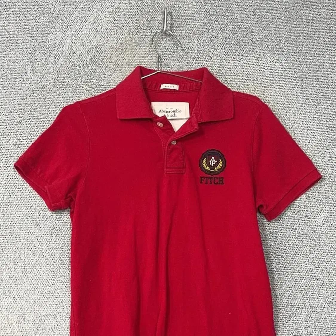 아베크롬비 레드 자수 반팔 카라티 M 상품이미지3