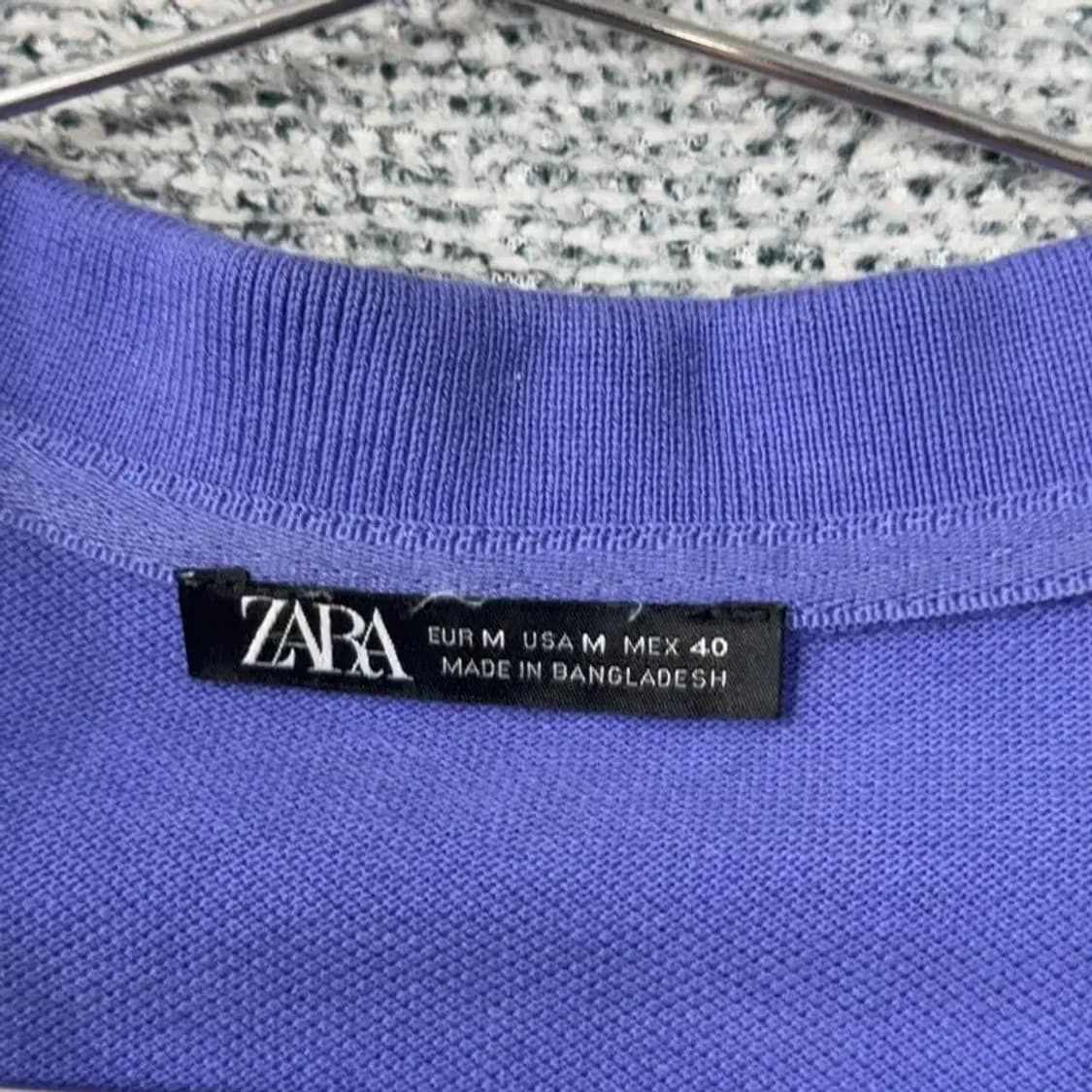 자라 캐주얼 퍼플 반팔 카라티 95 상품이미지5