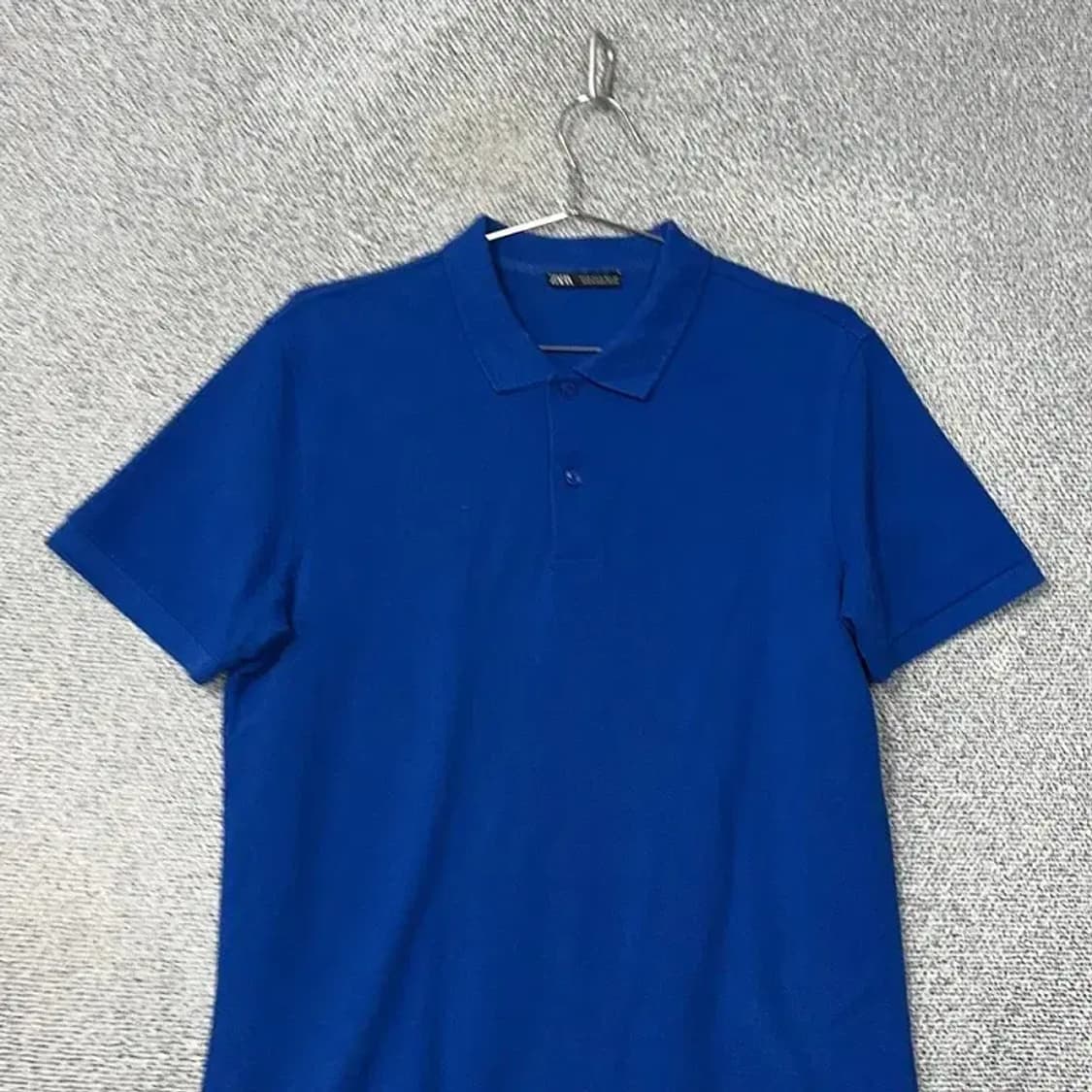 자라 캐주얼 블루 무지 반팔 카라티 M 상품이미지3