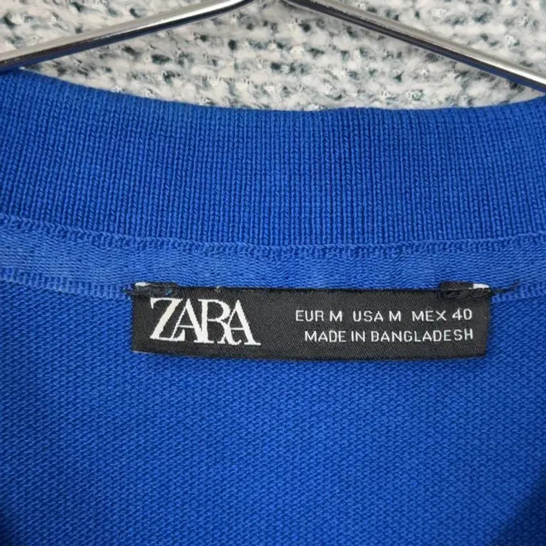 자라 캐주얼 블루 무지 반팔 카라티 M 상품이미지5
