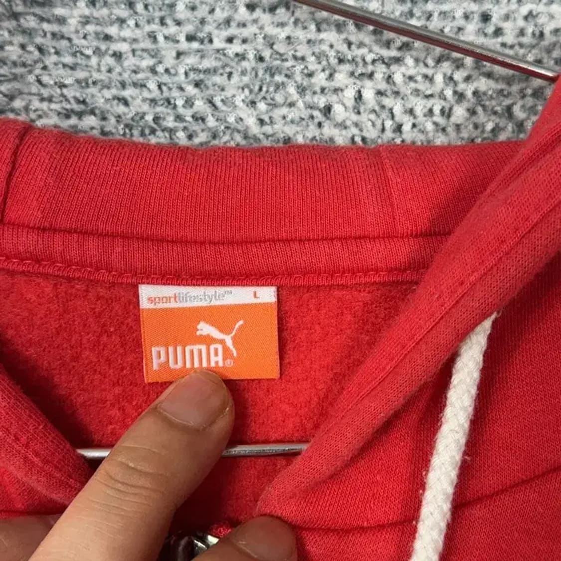 푸마 레드 로고 기능성 후드집업 L 상품이미지3