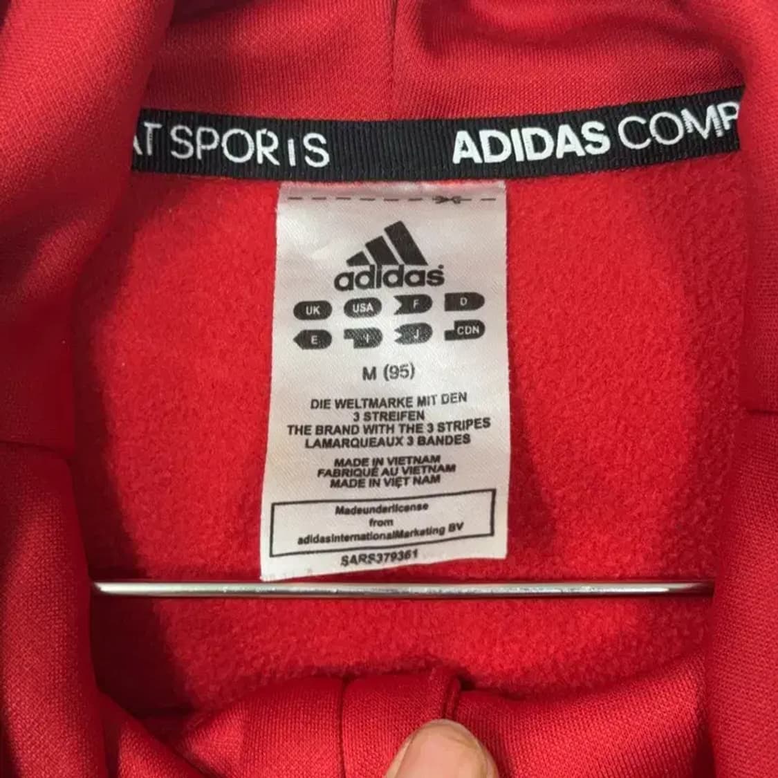 아디다스 레드 빅로고 기능성 후드집업 M 상품이미지3
