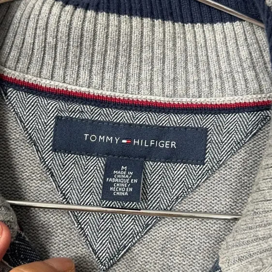 타미힐피거 캐주얼 로고 코튼 반집업 니트 M 상품이미지3