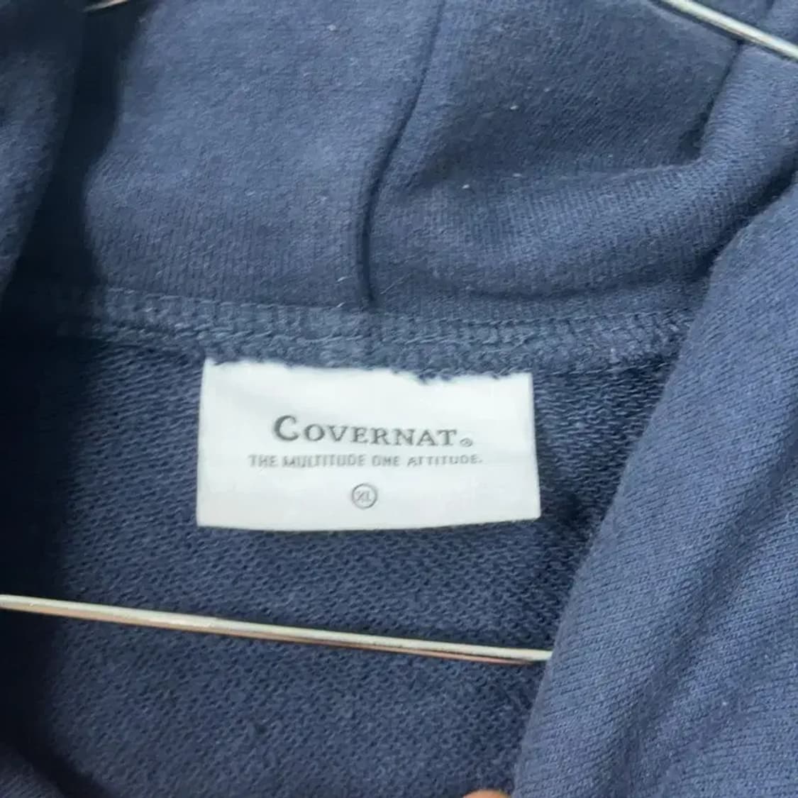 커버낫 로고 네이비 오버핏 후드티 XL 상품이미지3