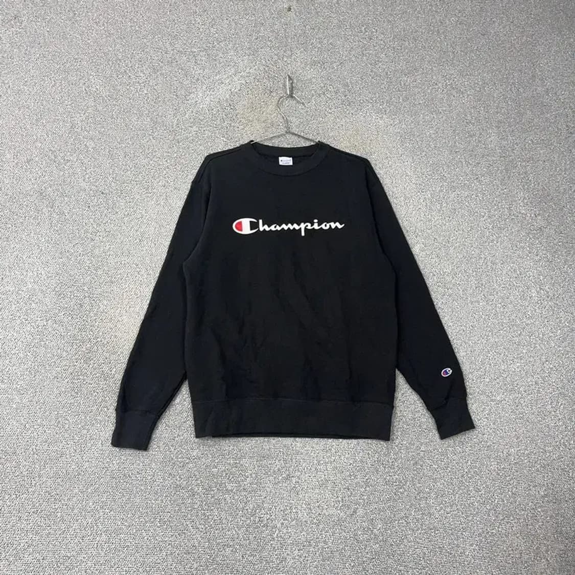 챔피온 프린팅 로고 블랙 맨투맨 XL 상품이미지1