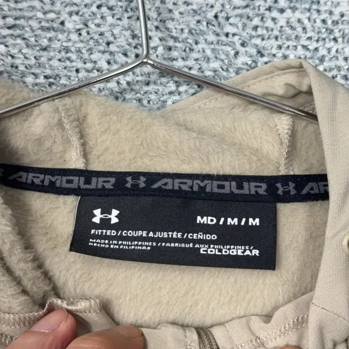 언더아머 베이지 로고 기능성 후드집업 M 상품이미지3