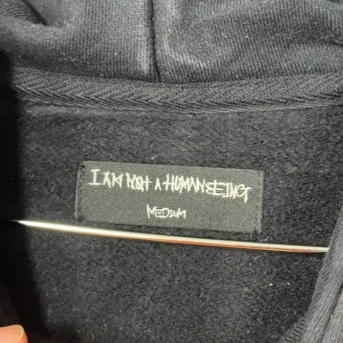 아임낫어휴먼비잉 로고 프린팅 블랙 후드티 M 상품이미지3