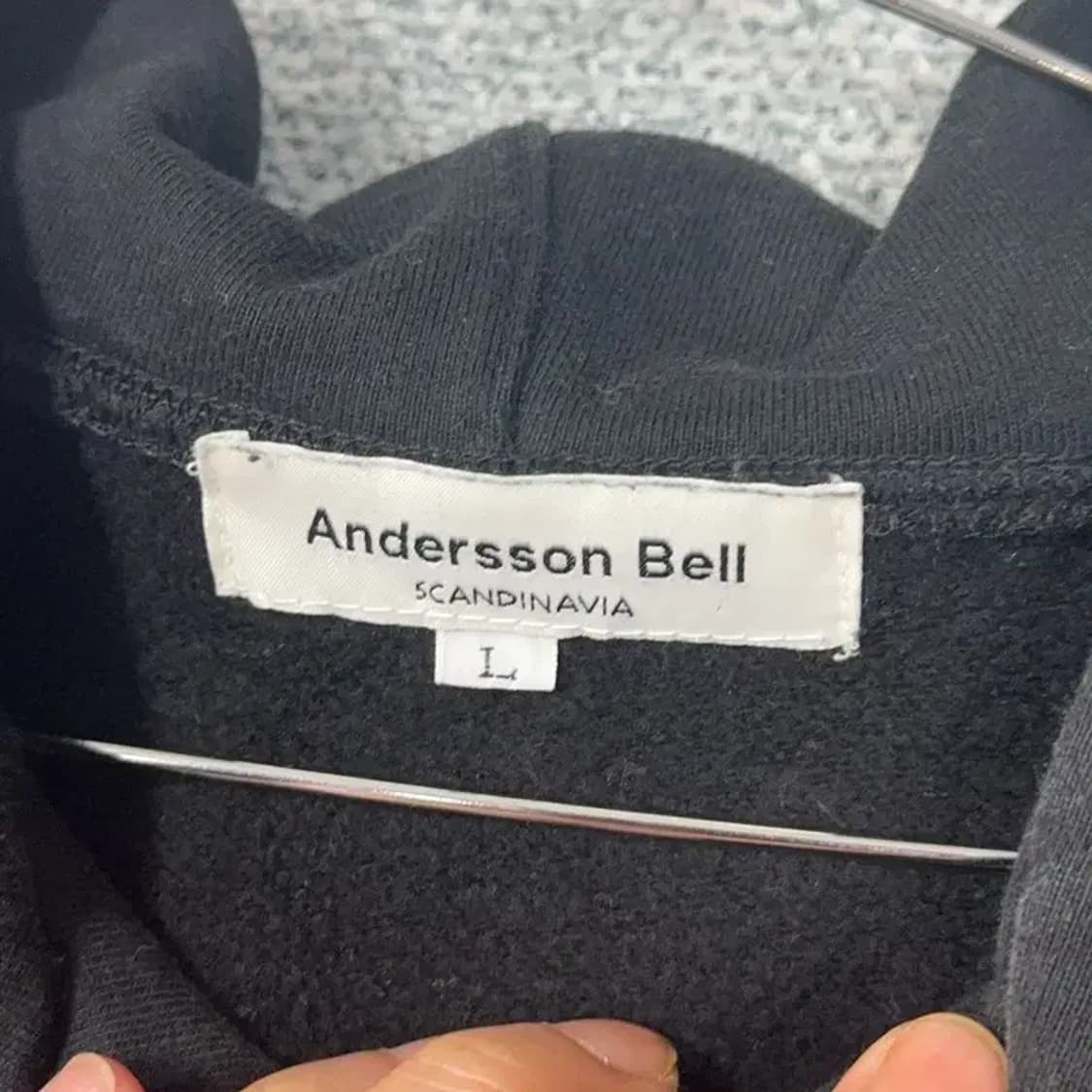 앤더슨벨 로고 프린팅 블랙 후드티 L 상품이미지3